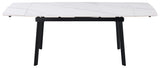 Tavolo allungabile Quincy con piano in ceramica effetto marmo e gambe in metallo nero