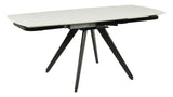Tavolo allungabile rotante in ceramica effetto marmo bianco con gambe bianche, design moderno per cucina e soggiorno 6/8 posti.