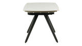 Tavolo allungabile rotante in ceramica effetto marmo bianco con gambe bianche, design moderno per cucina e soggiorno 6/8 posti.