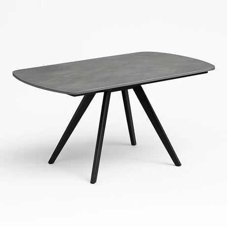 Tavolo allungabile rotante in ceramica effetto marmo nero con gambe in metallo, da 6 a 8 posti.