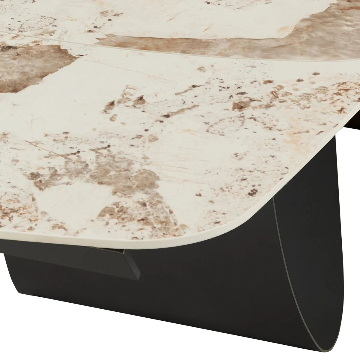 Tavolo allungabile Sirio con piano in ceramica effetto marmo Onice lucido e basamento Grigio opaco
