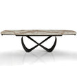 Tavolo allungabile Sirio con piano in ceramica effetto marmo Onice lucido e basamento Grigio opaco