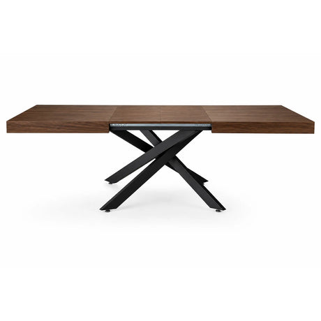 Tavolo allungabile Urano 160/240 cm con piano impiallacciato e struttura in metallo disponibile nelle finiture Noce/Nero, Rovere/Nero e Rovere/Bianco.