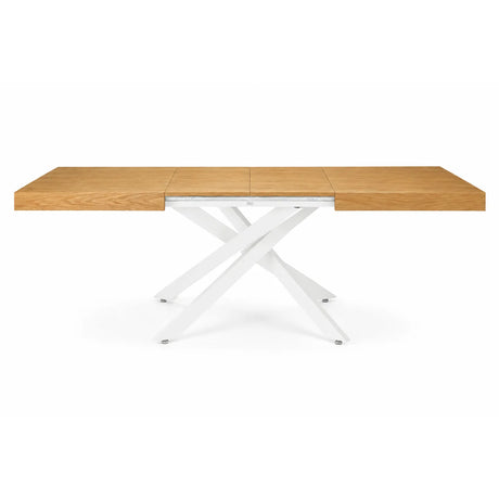 Tavolo allungabile Urano 160/240 cm con piano impiallacciato e struttura in metallo disponibile nelle finiture Noce/Nero, Rovere/Nero e Rovere/Bianco.