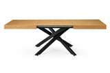 Tavolo allungabile Urano 160/240 cm con piano impiallacciato e struttura in metallo disponibile nelle finiture Noce/Nero, Rovere/Nero e Rovere/Bianco.
