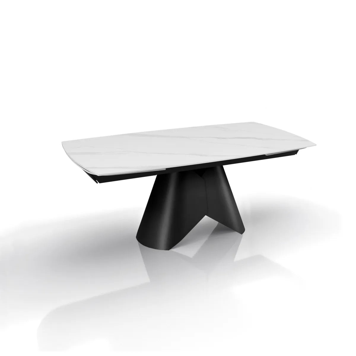 Tavolo allungabile Venere con piano in ceramica marmo Bianco opaco e basamento centrale Grigio opaco