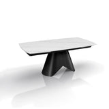 Tavolo allungabile Venere con piano in ceramica marmo Bianco opaco e basamento centrale Grigio opaco