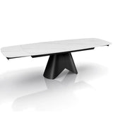 Tavolo allungabile Venere con piano in ceramica marmo Bianco opaco e basamento centrale Grigio opaco