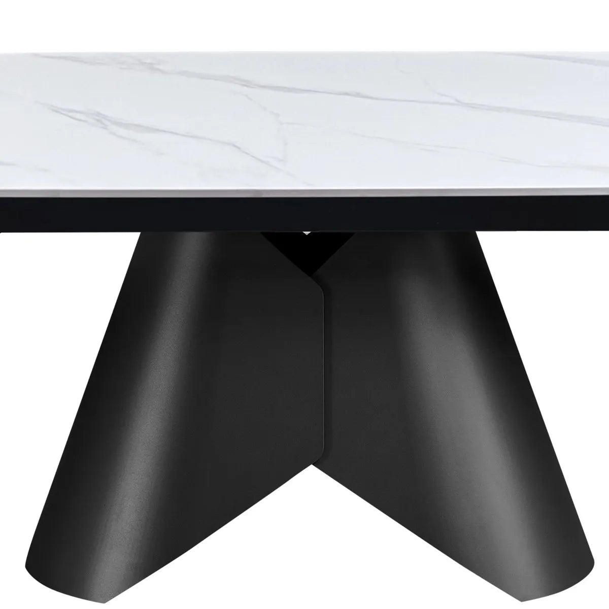Tavolo allungabile Venere con piano in ceramica marmo Bianco opaco e basamento centrale Grigio opaco