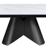 Tavolo allungabile Venere con piano in ceramica marmo Bianco opaco e basamento centrale Grigio opaco