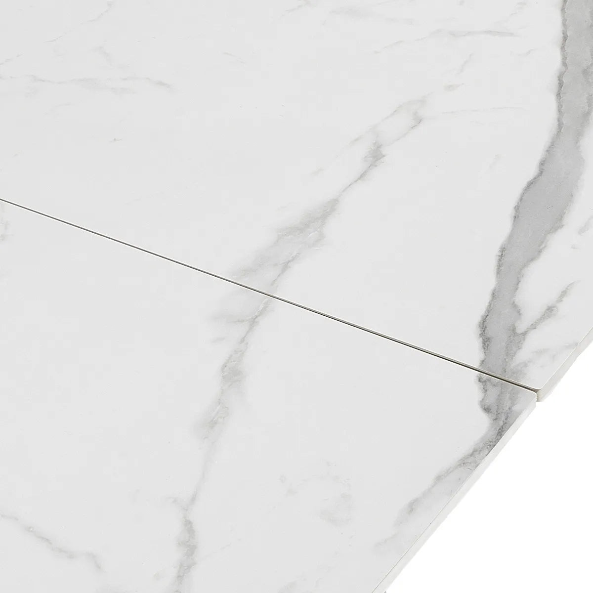 Tavolo allungabile Venere con piano in ceramica marmo Bianco opaco e basamento centrale Grigio opaco