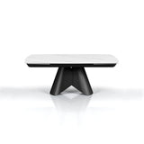 Tavolo allungabile Venere con piano in ceramica marmo Bianco opaco e basamento centrale Grigio opaco