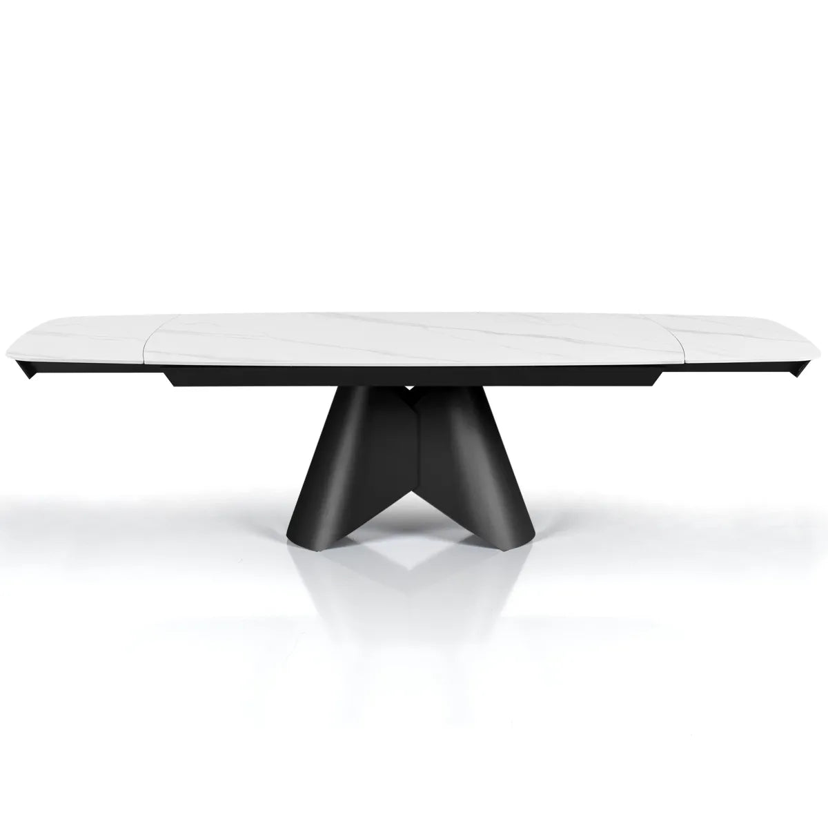 Tavolo allungabile Venere con piano in ceramica marmo Bianco opaco e basamento centrale Grigio opaco