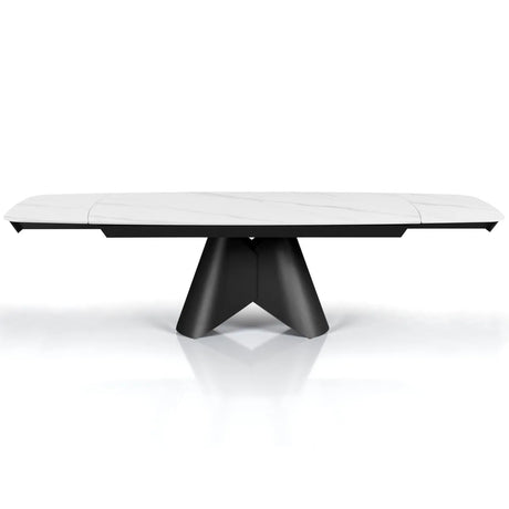 Tavolo allungabile Venere con piano in ceramica marmo Bianco opaco e basamento centrale Grigio opaco