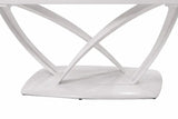 Tavolo Angel 160 cm allungabile a 240 cm, con piano in ceramica effetto marmo calacatta e struttura cashmere.