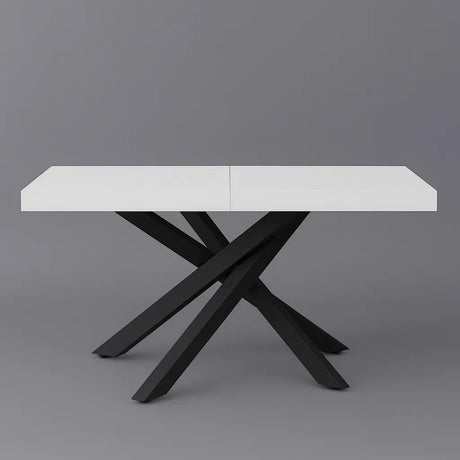 Tavolo Anson allungabile con piano in rovere o effetto cemento e gambe incrociate in metallo, estensibile da 160 a 240 cm