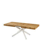 Tavolo Anson allungabile con piano in rovere o effetto cemento e gambe incrociate in metallo, estensibile da 160 a 240 cm