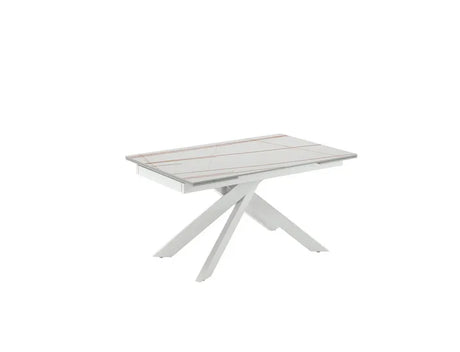 Tavolo allungabile Ares in ceramica marmo nero con gambe in metallo nero, misura 140-200x80 cm