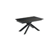 Tavolo allungabile Ares in ceramica marmo nero con gambe in metallo nero, misura 140-200x80 cm