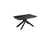 Tavolo allungabile Ares in ceramica marmo nero con gambe in metallo nero, misura 140-200x80 cm