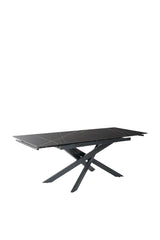 Tavolo allungabile Ares in ceramica marmo nero con gambe in metallo nero, misura 140-200x80 cm