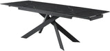 Tavolo allungabile Ares in ceramica marmo nero con gambe in metallo nero, misura 140-200x80 cm