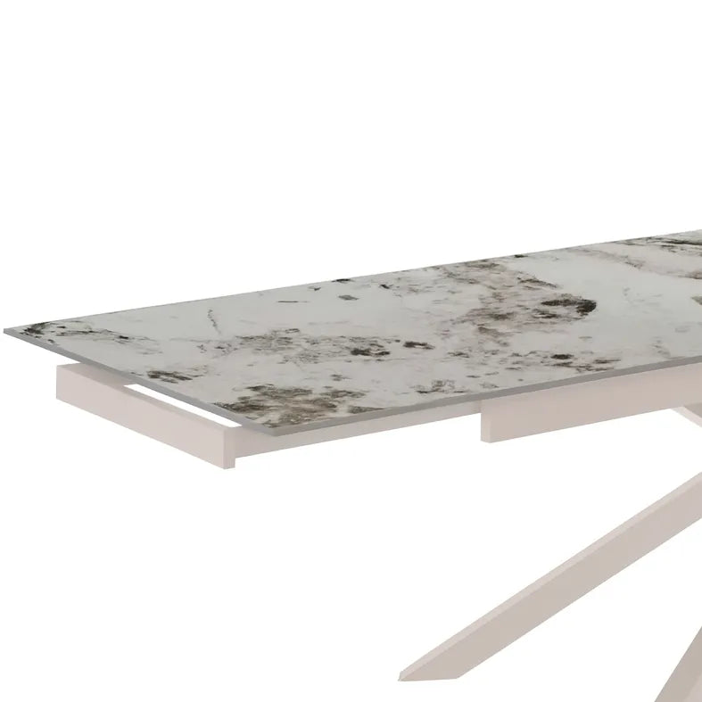 Tavolo Aurea 160/240 estensibile con top in ceramica finitura marmo bianco calacatta