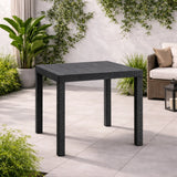 Tavolo Dallas piccolo da esterno 80x80 cm in polipropilene effetto rattan con foro ombrellone centrale