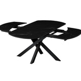 Tavolo Eclisse 140/200 ovale estensibile con piano in ceramica marmo nero creta e gambe in metallo nero