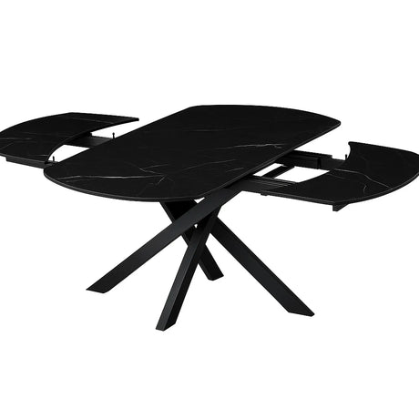 Tavolo Eclisse 140/200 ovale estensibile con piano in ceramica marmo nero creta e gambe in metallo nero