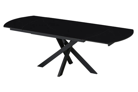 Tavolo Eclisse 140/200 ovale estensibile con piano in ceramica marmo nero creta e gambe in metallo nero