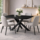 Tavolo Eclisse 140/200 ovale estensibile con piano in ceramica marmo nero creta e gambe in metallo nero