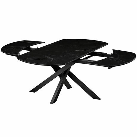 Tavolo Eclisse 140/200 ovale estensibile con piano in ceramica marmo nero creta e gambe in metallo nero
