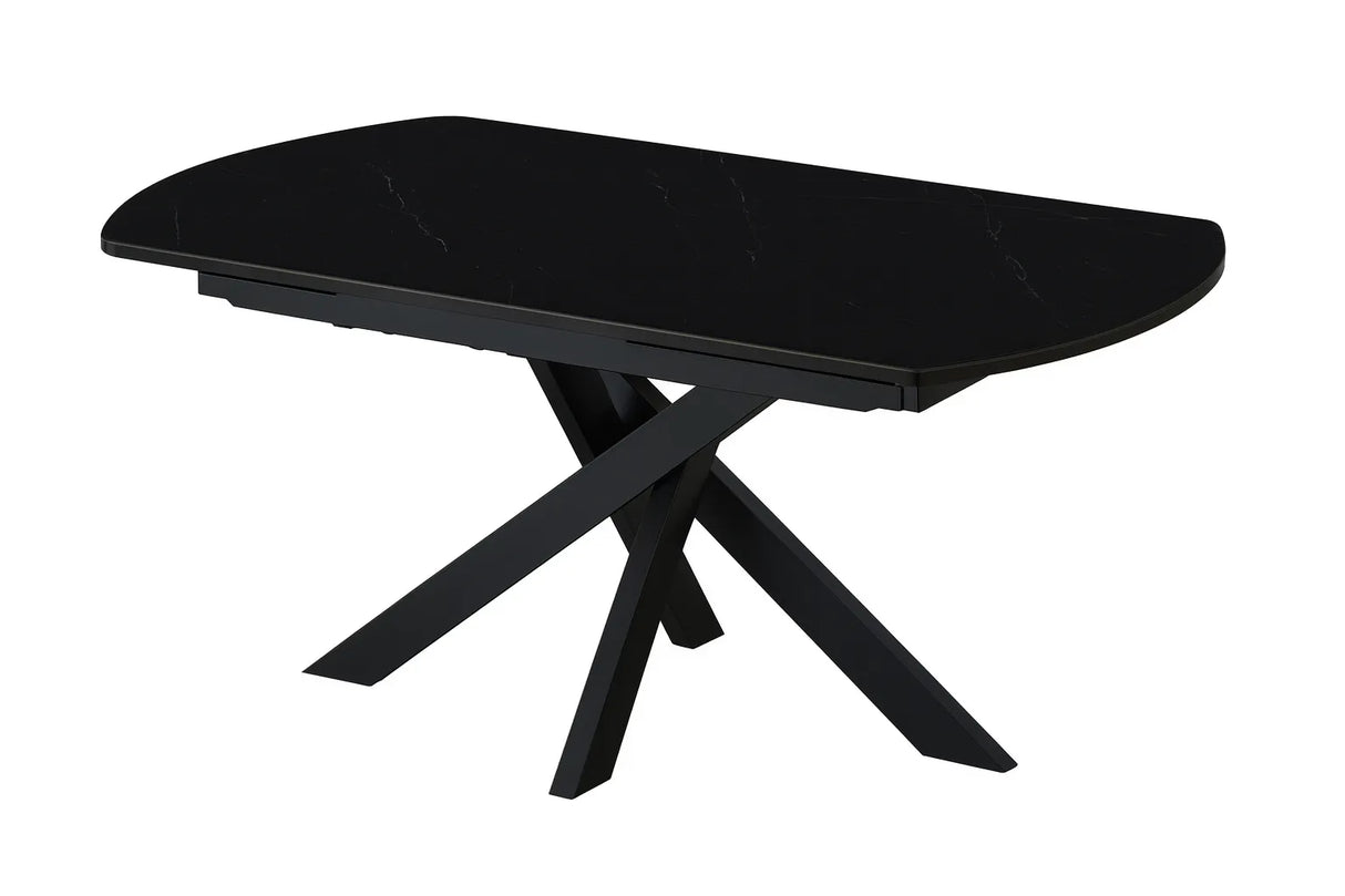 Tavolo Eclisse 140/200 ovale estensibile con piano in ceramica marmo nero creta e gambe in metallo nero