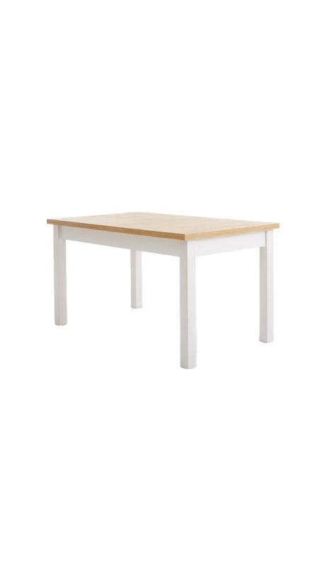 Tavolo allungabile Flower in legno bianco con piano effetto rovere opaco, elegante e pratico
