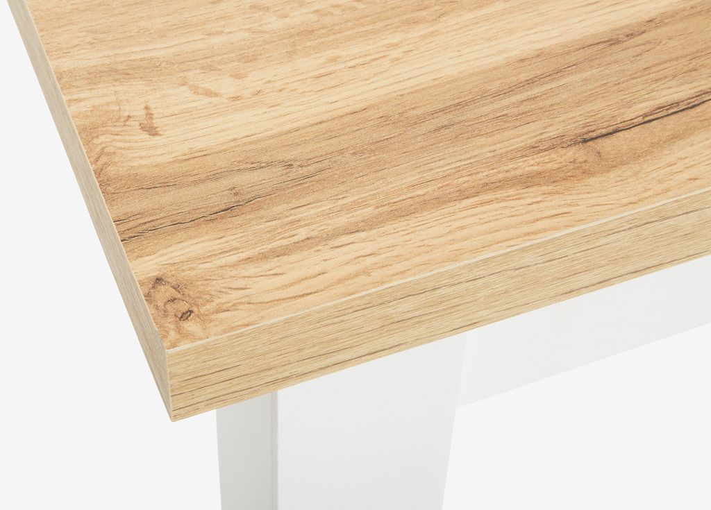 Tavolo allungabile Flower in legno bianco con piano effetto rovere opaco, elegante e pratico