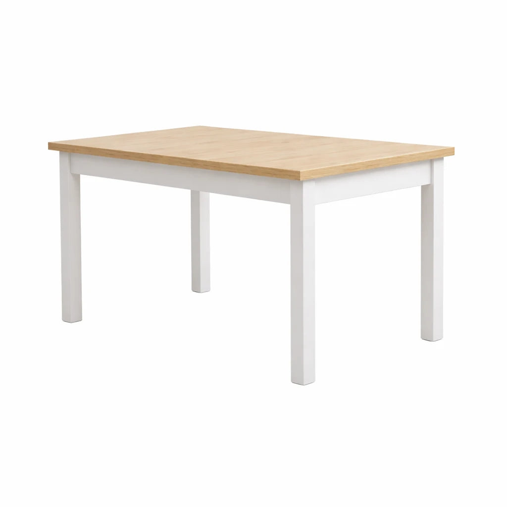 Tavolo allungabile Flower in legno bianco con piano effetto rovere opaco, elegante e pratico