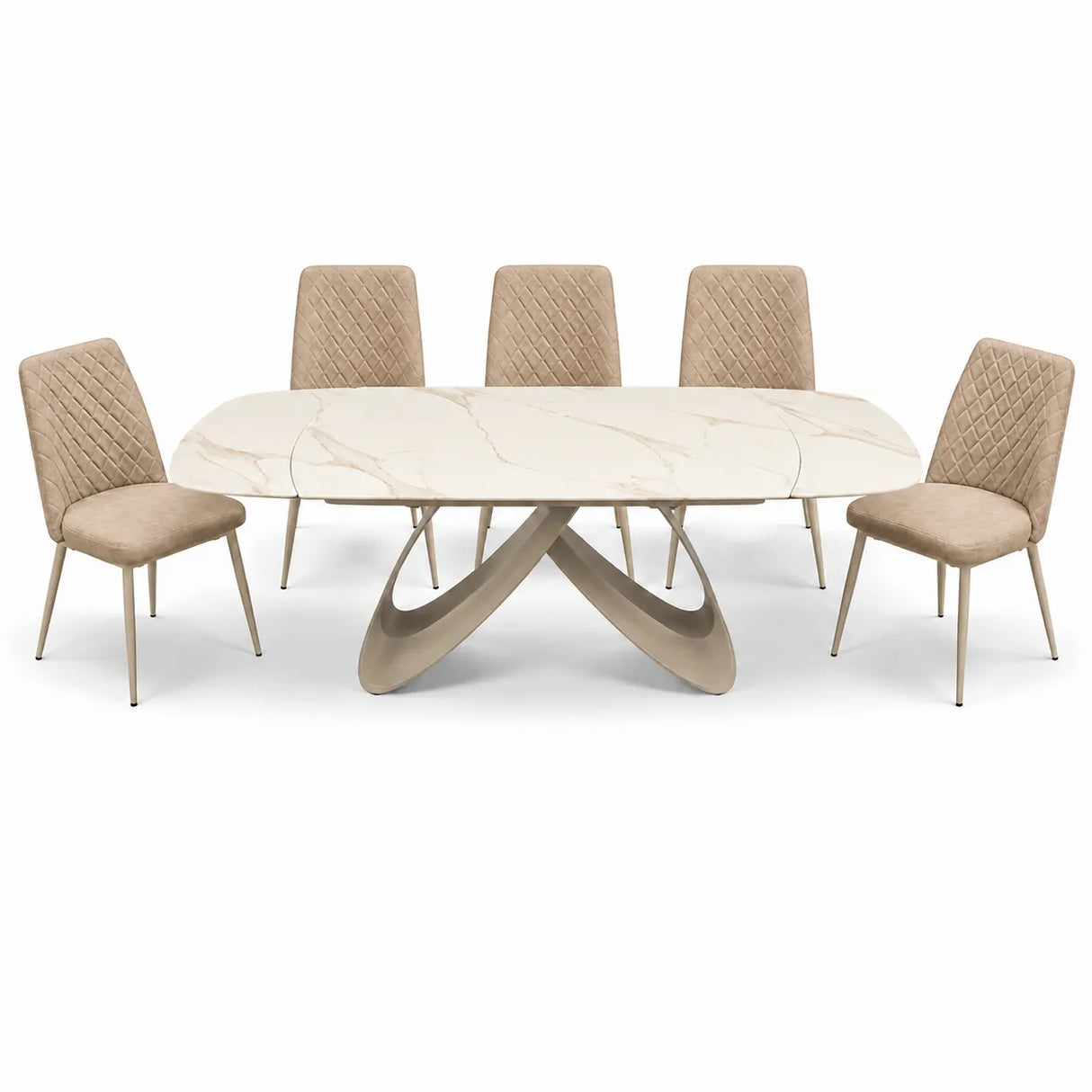 Tavolo Fly allungabile da 160 a 240 cm con piano in ceramica e base in metallo verniciato. Disponibile in due varianti di colore