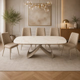 Tavolo Fly Allungabile - in Ceramica con Base in Metallo Bronzo o Cashmere