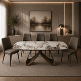 Tavolo Fly allungabile da 160 a 240 cm con piano in ceramica e base in metallo verniciato. Disponibile in due varianti di colore