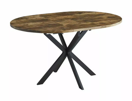 Tavolo allungabile Gaston con piano effetto rovere artigianale e gambe in metallo nero

