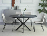 Tavolo allungabile Gaston con piano effetto rovere artigianale e gambe in metallo nero