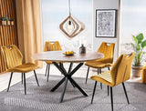 Tavolo allungabile Gaston con piano effetto rovere artigianale e gambe in metallo nero