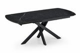 Tavolo allungabile Giove 140/200 cm con piano in ceramica effetto Marmo Nero Creta e struttura in metallo nero.