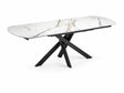 Tavolo allungabile Giove 140/200 cm con piano in ceramica effetto Marmo Oro Opaco e struttura in metallo nero.