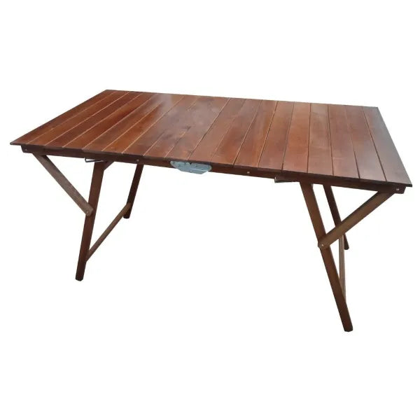 Tavolo grande pieghevole in legno di faggio 140x70 cm, richiudibile e robusto, ideale per interni ed esterni