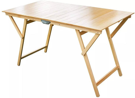 Tavolo grande pieghevole in legno di faggio 140x70 cm, richiudibile e robusto, ideale per interni ed esterni