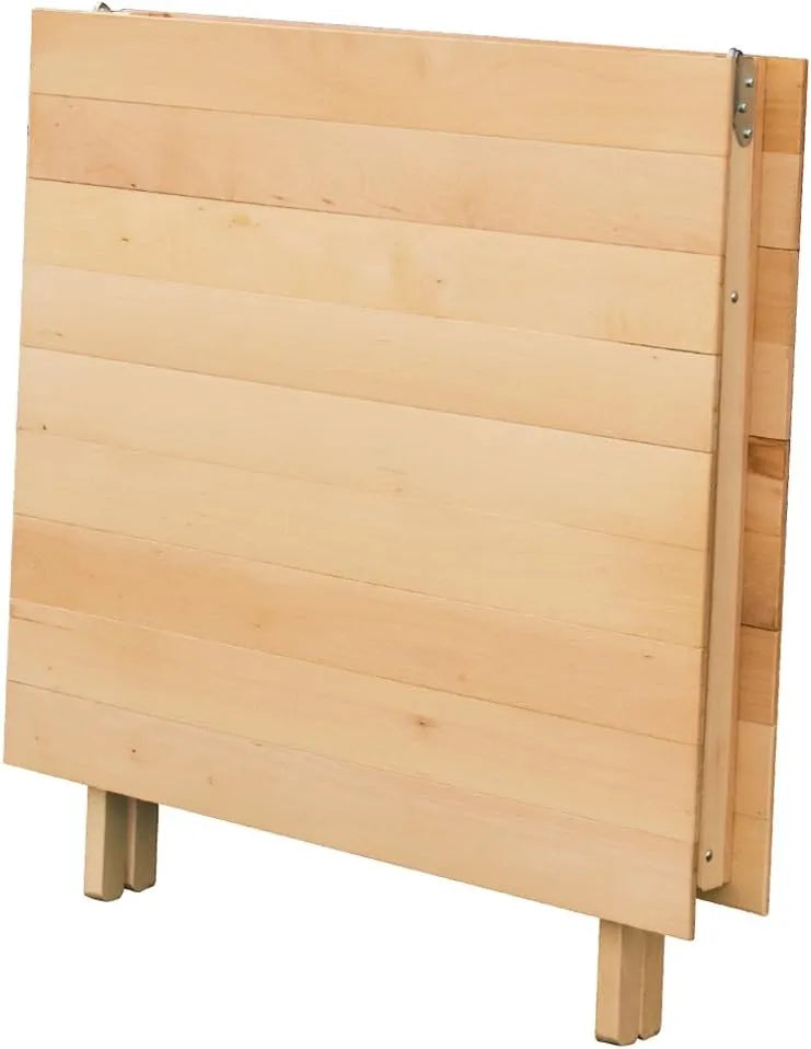 Tavolo grande pieghevole in legno di faggio 140x70 cm, richiudibile e robusto, ideale per interni ed esterni

