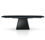 Tavolo Hemas allungabile in ceramica Marmo nero con base in acciaio nero, elegante e moderno per 8-10 persone
