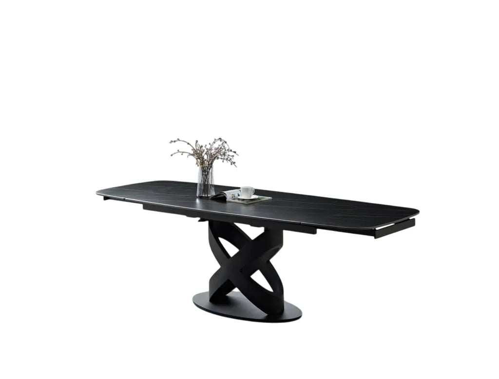 Tavolo IGOR allungabile 160-240 cm con piano in marmo e struttura in metallo nero o champagne

